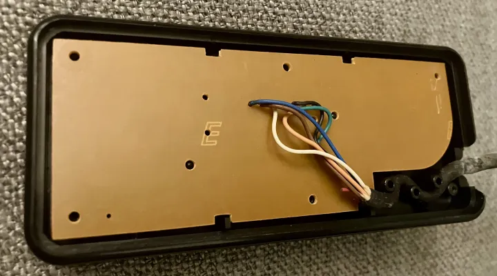 Interior of the gamepad showing the back of the PCB.