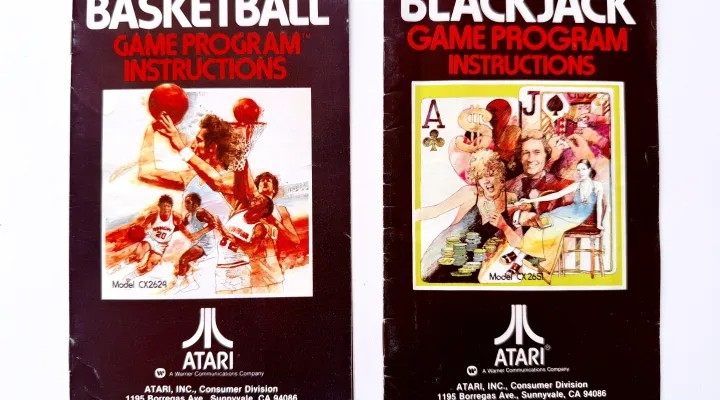 Instruction manuals for Basketball and Black Jack - English covers