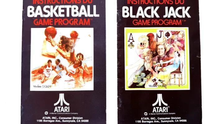Instruction manuals for Basketball and Black Jack - French covers