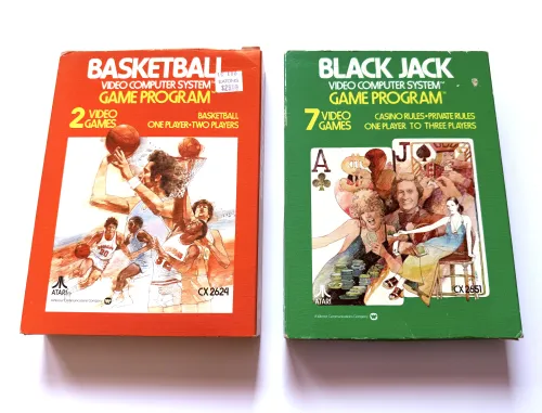 Basketball and Black Jack boxes for the Atari 2600 - English side
